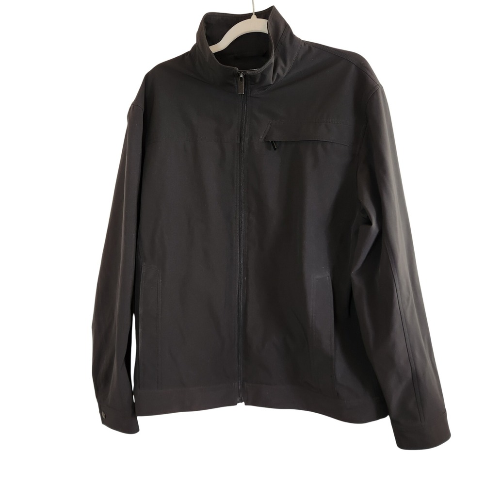 JOHNSTON & MURPHY Mens Large‎ Black Zip Up Harrington Bomber Jacket